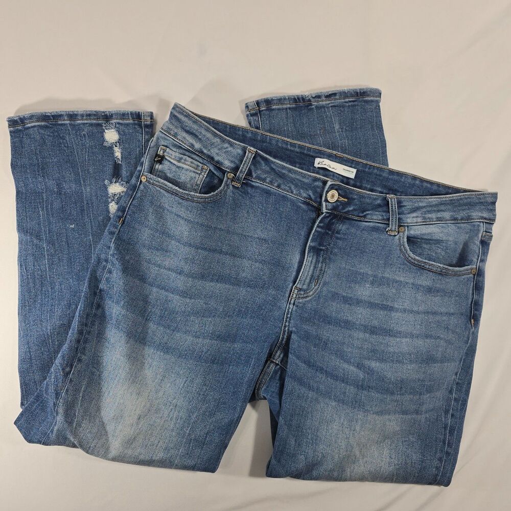 KanCan Womens Jeans Stretch Denim Straight Bootcut distressed Plus Size 18 BU